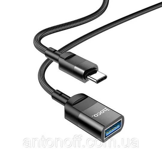 USB OTG подовжувач Hoco U107 Type-C to USB female USB3.0 3A 1.2м Чорний З аукціону