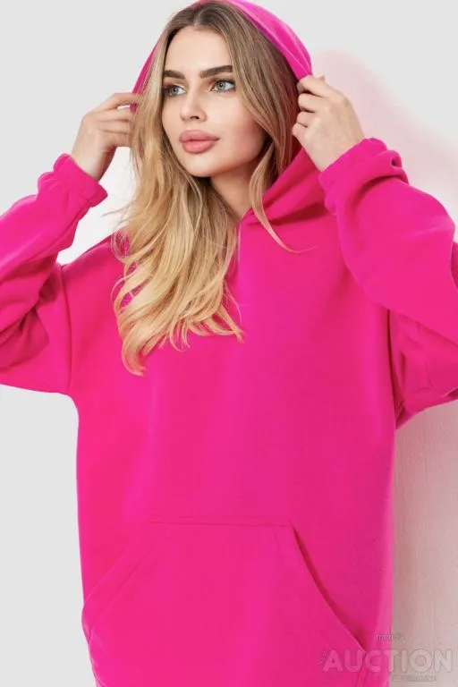 Худи женский трехнитка на флисе, цвет розовый, 102R364 Інтернет-аукціон
