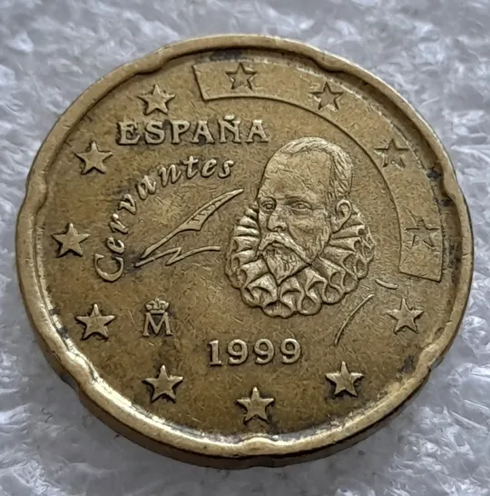 (2281) 20 євроцентів 1999 Іспанія викрошка на реверсі (20 евроцентов 1999 Испания брак) Продаж