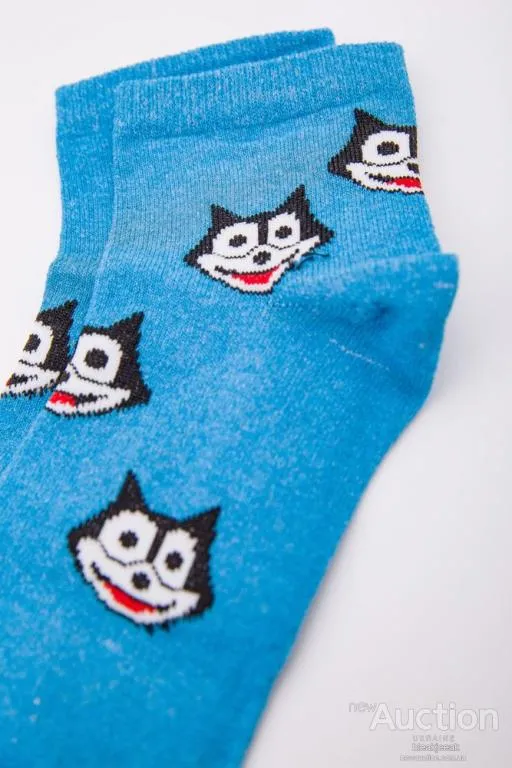 Женские носки, голубого цвета с принтом, средней длины, 167R346 З аукціону