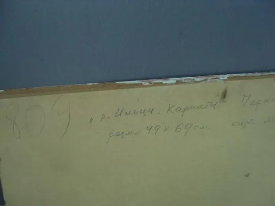 Картина пейзаж река Ильцы Карпаты картон, масло Черников В.М. 49 х 68,5 см №3368 Недорого