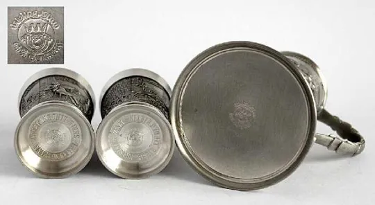 Олов'яний глечик і 2 келихи Lindenwirtin Німеччина Продаж