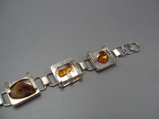 Женский набор колье цепочка и кулон и браслет янтарь серебро 925 проба Украина вес 82,2 г №14120 Де купити