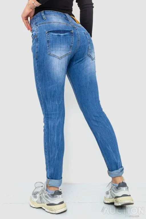 Джинсы женские с потертостями, цвет синий, 244RS10 Продаж