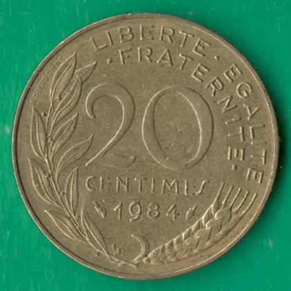 фото, 20 сантимів 1984 року Франція [КВ]