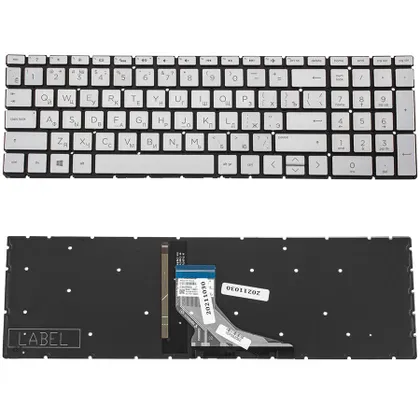 фото, Клавіатура для ноутбука HP (250 G7, 255 G7 series) rus, silver, без фрейма, підсвічування клавіш