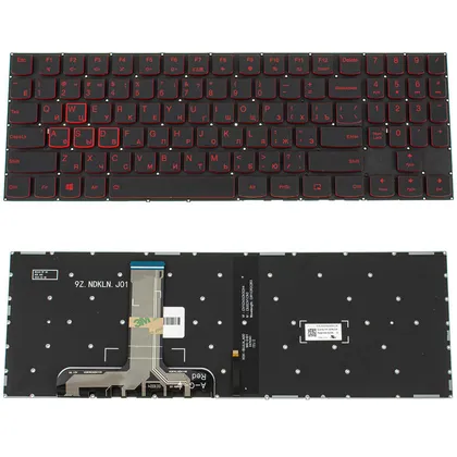 фото, Клавіатура для ноутбука LENOVO (Legion: Y540-15) rus, black, без фрейму, підсвічування клавіш RED (ОРИГІНАЛ)
