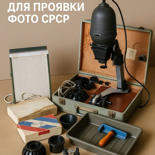 Комплект обладнання для проявки фото СРСР - збільшувач, глянцеватель… Ціна