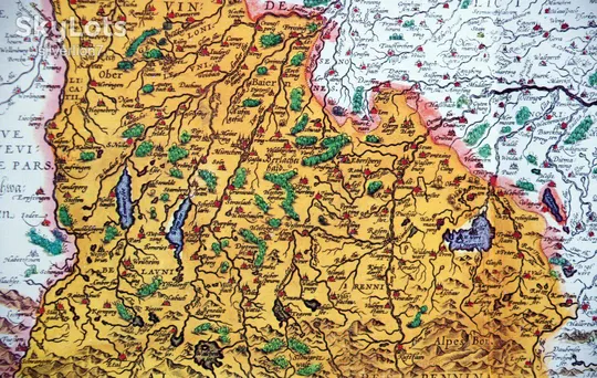 Старовинна мапа карта Баварії на папері верже 1595 Abraham Ortelius З аукціону