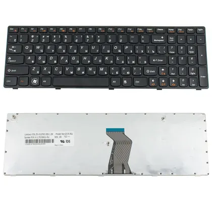 фото, Клавіатура для ноутбука LENOVO (G570, G575, G770, G780, Z560, Z565) rus, black, black frame (оригінал)