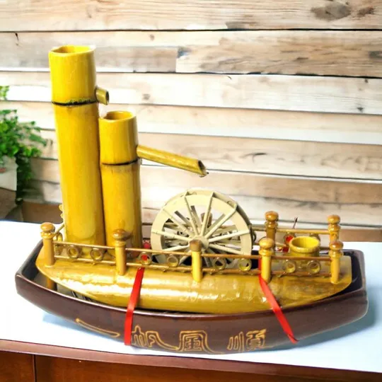 Настольный бамбуковый фонтан для дома, офиса 31,5х37х14 см Корабль Де купити