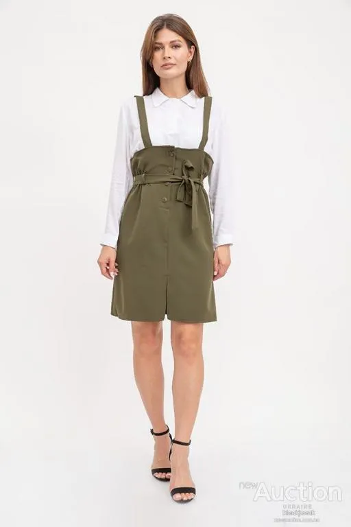 Сарафан свободного кроя, цвета хаки, 119R313 Ціна