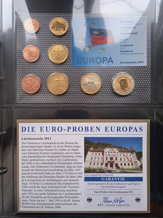 Ліхтенштейн. Річний набір монет Євромонет(Європроба) З аукціону