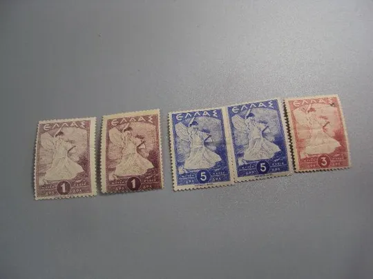 марки Греция 1945 живопись ангел лот 5 шт негаш №2630 Ціна