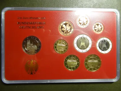 фото, Комплект євромонет Німеччини 2011 G (повний комплект+ювілейна) UNC