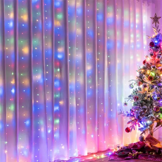 Гирлянда штора &quot;Роса&quot; от USB, 3x3м, 300 LED, 10 нитей, 8 режимов, IP44 Мультиколор З аукціону