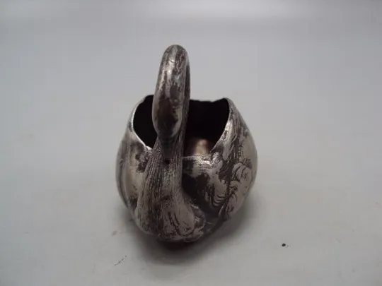 Солонка фигура миниатюра Норблин лебедь посеребрение клеймо Verit N.B.W. размер 5х6,5 см №14584 Інтернет-аукціон