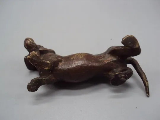 Фигура бронза статуэтка миниатюра собака такса собачка высота 3,6 см, длина 8 см №13661 Інтернет-аукціон