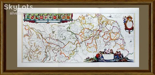 Старовинна мапа карта Ріка Рейн на папері верже 1663 Willem Blaeu Характеристики