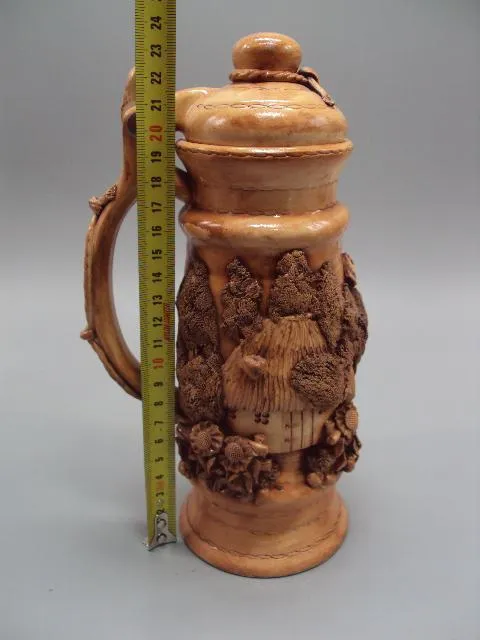 Пивная кружка керамика бокал для пива авторский Щ.Ю. хатка и мельница домик высота 23,5 см №13370 З аукціону