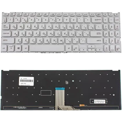 фото, Клавіатура для ноутбука ASUS (X512 series) rus, silver, без фрейму, підсвічування клавіш