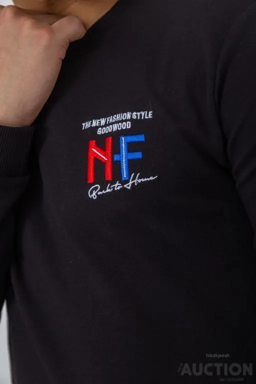 Батник мужской двунитка, цвет черный, 244RW016 Де купити