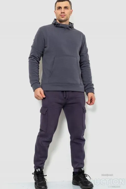 Купити Худи мужской на флисе с капюшоном, цвет серый, 214R022-1
