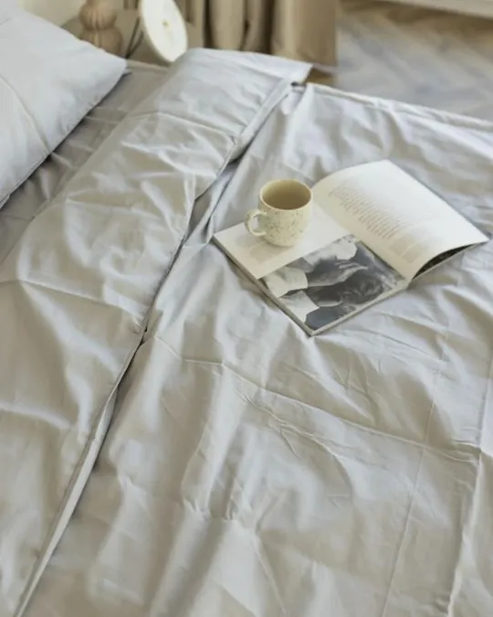 Постельное белье евро Dushka Home Сатин Люкс 20934 200х220 см холодный белый З аукціону