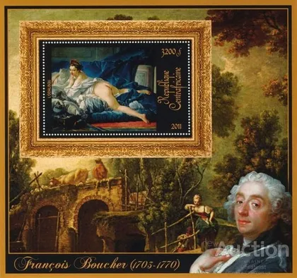 фото, ЦАР-Живопись-Франсуа Буше-2011.Чистый красивый Блок.MNH.