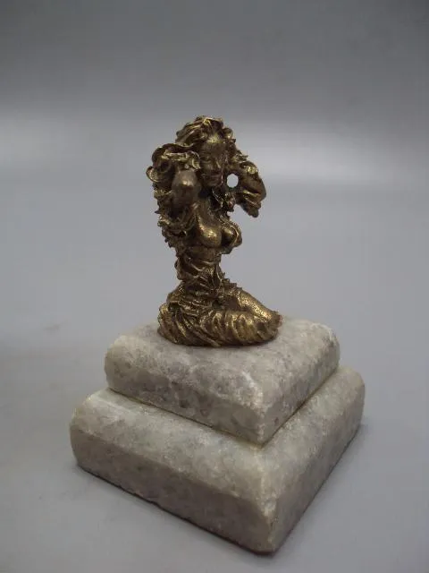 Фигура бронза на подставке камень статуэтка девушка русалка высота 8,8 см (№374) №13861 Недорого