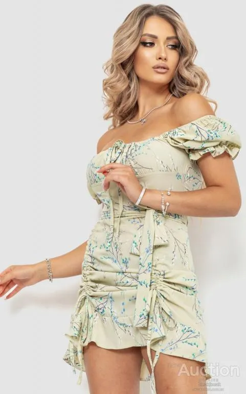 Купити Платье с цветочным принтом, цвет оливковый, 176R1032