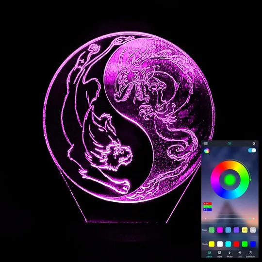 Акриловий світильник-нічник керування з телефона Інь та Ян tty-n002087 Ціна