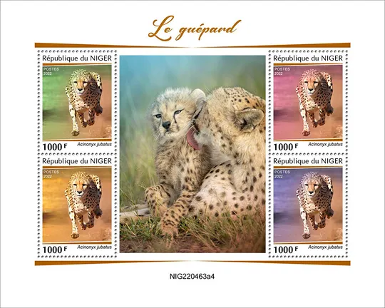 Нигер-Гепарды-2022. Оптовый Лот! Чистые полные изумительно красивые-4 комплекта. MNH. Де купити