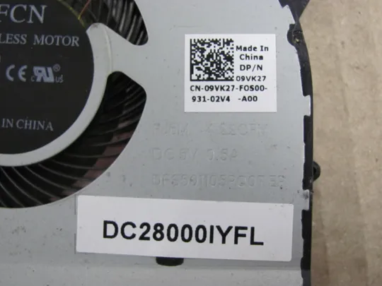 номер0252-12 Вентилятор (кулер, FAN)  09VK27 для  Dell Latitude 5590 5580 оригінал Продаж