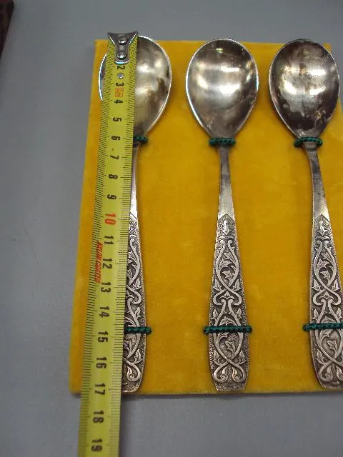 Столовые приборы набор десертные ложки узор листья мнц ссср в футляре лот 6 шт длина 17 см №13339 Де купити