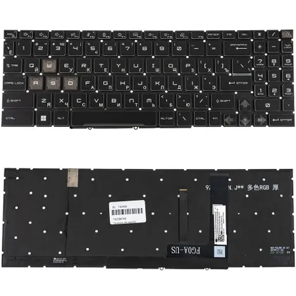 фото, Клавіатура для ноутбука MSI (GF66, GF76) rus, black, без кадру, підсвічування клавіш (RGB 4) (ОРИГІНАЛ)