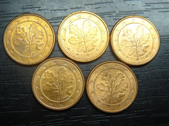 1 євроцент 2005 Німеччина (всі монетні двори) Ціна