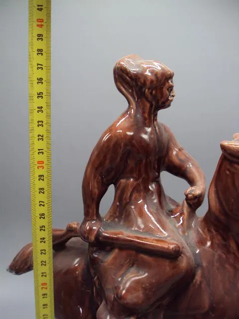 Фигура керамика статуэтка майолика козак на коне на лошади высота 38 см №14722 Де купити