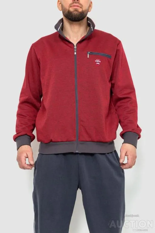 Купити Спорт костюм мужской на флисе, цвет красно-серый, 244R9109