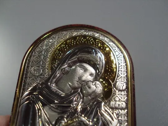 Икона Божья матерь Умиление богородица иконка серебро 925 проба Laminato Ag Италия 5,4х3,8 см №15304 Де купити