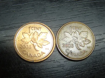 фото, 1 цент 2006 Канада (два різновиди) цинк і сталь