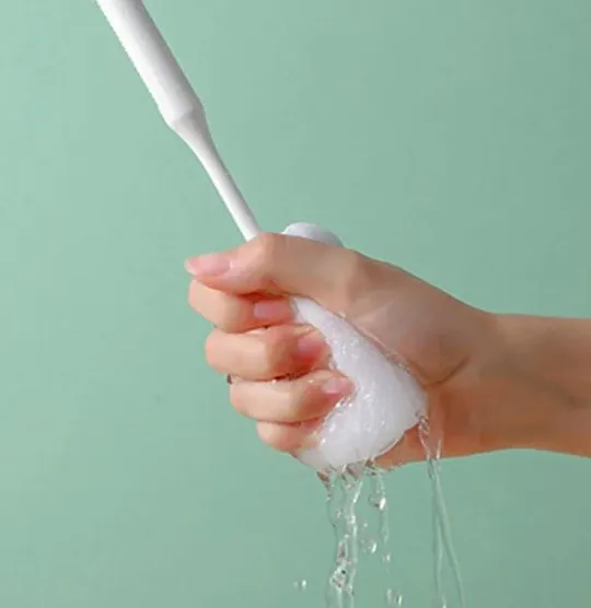 Губка для мытья стаканов, бутылок с длинной ручкой и сменной насадкой 28*5,5 см Де купити