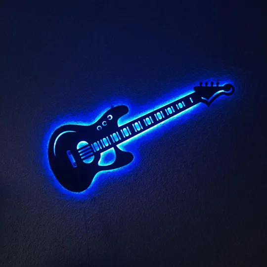 Панно декоративне картина на стіну Гітара LED-SMART 16 кольорів пульт 250х742 acr-p000107 Недорого