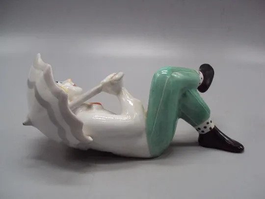 Фигура фарфор статуэтка Киев клоун Попов лежит с зонтиком клоун с зонтом размер 7,5 х 15 см №14198 Інтернет-аукціон