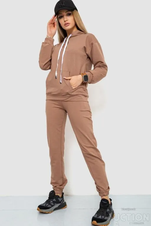 Спорт костюм женский с капюшоном, цвет мокко, 226R1284 З аукціону
