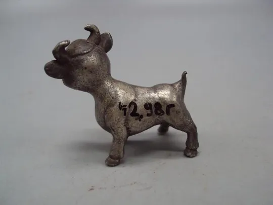 Фигура миниатюра статуэтка бык теленок бычок серебро 800 проба вес 43,02 г высота 3,5см №14435 Продаж