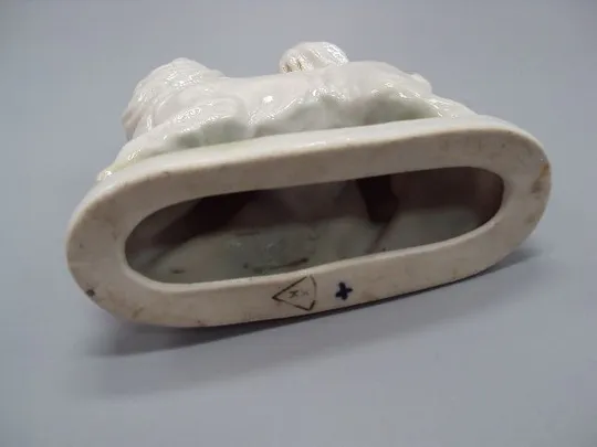 Фигура фарфор статуэтка Гжель собака лайка собачка высота 11,7 см №258 Торговий майданчик