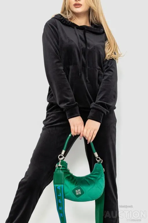 Купити Спорт костюм женский велюровый с капюшоном, цвет черный, 241R105