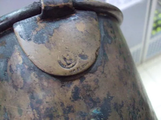 Котелок царский МИСПК герб М.И.С.П.К. 1893 армия Александр III медь высота 14 см, диаметр 15 см №389 Недорого