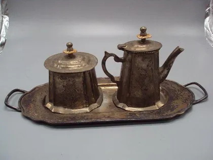 фото, Набор кофейник чайник, сахарница и поднос королевский дом King's House Sheffield Collection №13674